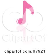 Royalty Free RF Clipart Illustration Of A Shiny Pink Music Note With A Reflection by Rosie Piter