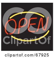 Poster, Art Print Of Neon Red And Yellow Open Sign On Black