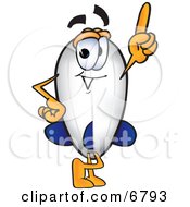 Poster, Art Print Of Blimp Mascot Cartoon Character Pointing Upwards