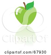 Poster, Art Print Of Green Apple With A Reflection