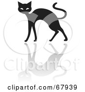 Royalty Free RF Clipart Illustration Of A Black Cat With A Reflection by Rosie Piter