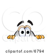 Poster, Art Print Of Blimp Mascot Cartoon Character Scared And Peeking Over A Surface