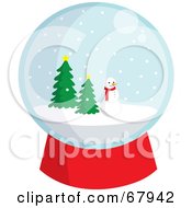 Poster, Art Print Of Snowglobe With A Snowman And Evergreens