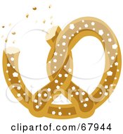Royalty Free RF Clipart Illustration Of A Partially Eaten Soft Pretzel With Crumbs And Salt