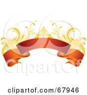 Poster, Art Print Of Red And Gold Floral Banner - Version 3