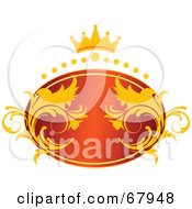 Royalty Free RF Clipart Illustration Of A Red And Gold Crowned Oval Design Element