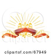 Royalty Free RF Clipart Illustration Of A Red And Gold Floral Banner Version 2