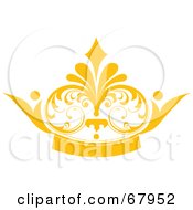 Royalty Free RF Clipart Illustration Of A Golden Elegant Floral Crown Design