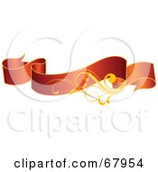 Poster, Art Print Of Red And Gold Floral Banner - Version 1