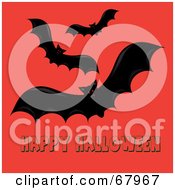 Poster, Art Print Of Red Eyed Bats Over Happy Halloween Text