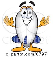 Clipart Picture Of A Blimp Mascot Cartoon Character Standing With Open Arms by Toons4Biz