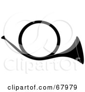Royalty Free RF Clipart Illustration Of A Black Silhouette Of A Brass French Horn