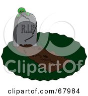 Royalty Free RF Clipart Illustration Of A Zombie Hiding Behind A Cracking Tombstone In A Cemetery by Pams Clipart
