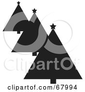 Poster, Art Print Of Row Of Black And White Silhouetted Christmas Trees