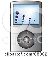 Royalty Free RF Clipart Illustration Of A Chrome Mp3 Player With A Blue Screen by Pams Clipart