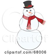 Poster, Art Print Of Jolly White Snowman Wearing A Red Scarf And Hat