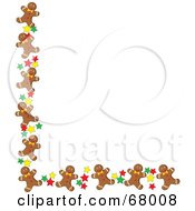 Poster, Art Print Of Corner Border Of Happy Gingerbread Men Cookies And Stars