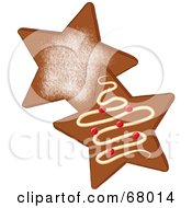 Royalty Free RF Clipart Illustration Of Two Star Shaped Gingerbread Cookies With Icing by Pams Clipart