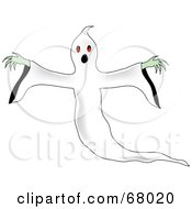 Spooky White Ghost Holding Out Its Green Arms