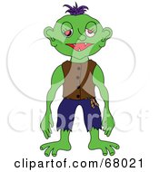 Royalty Free RF Clipart Illustration Of A Green Monster In Torn Clothes by Pams Clipart