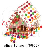 Poster, Art Print Of Christmas Gingerbread House Decorated With Colorful Candies