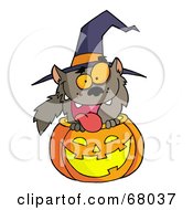 Poster, Art Print Of Happy Werewolf In A Carved Halloween Pumpkin
