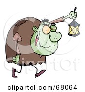 Royalty Free RF Clipart Illustration Of A Green Igor Carrying A Lantern