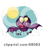 Hyper Purple Flying Vampire Bat Near A Full Moon