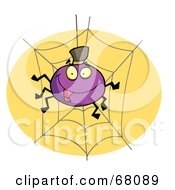 Poster, Art Print Of Purple Halloween Spider On A Web