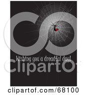Poster, Art Print Of Black Widow Spider In A Web With Wishing You A Dreadful Day Text