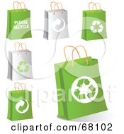 Poster, Art Print Of Digital Collage Of Gray And Green Eco Shopping Bags