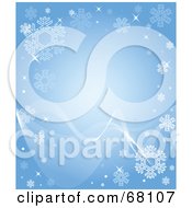 Poster, Art Print Of Blue Christmas Background With Snowflakes And Faint Waves