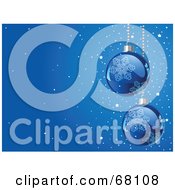 Royalty Free RF Clipart Illustration Of A Sparkling Blue Christmas Background With Two Ornaments