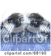 Royalty-Free (RF) Clipart Illustration of a Glassy Blue 3d Maze, On White by MacX #COLLC68190-0098