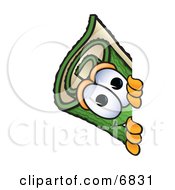 Green Carpet Mascot Cartoon Character Peeking Around A Corner
