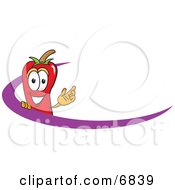Clipart Picture Of A Chili Pepper Mascot Cartoon Character Logo With A Purple Dash