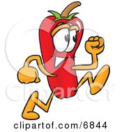 Clipart Picture Of A Chili Pepper Mascot Cartoon Character Running