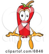 Chili Pepper Mascot Cartoon Character Sitting