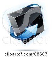 Poster, Art Print Of 3d Pre Made Logo With A Blue Arrow Around A Cube