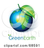 Poster, Art Print Of 3d Leaf On A Shiny Earth With Green Earth Text