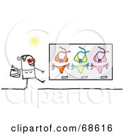 Royalty Free RF Clipart Illustration Of A Stick People Character Woman Swim Suit Shopping