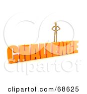 Royalty Free RF Clipart Illustration Of A 3d Wood Mannequin Standing On Top Of A Challenge by stockillustrations