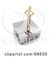Royalty Free RF Clipart Illustration Of A 3d Wood Mannequin Standing On Top Of A Complete Puzzle by stockillustrations #COLLC68630-0101