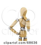 Royalty Free RF Clipart Illustration Of A Contemplating 3d Wood Mannequin by stockillustrations