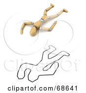 Poster, Art Print Of Dead 3d Wood Mannequin Next To A Chalk Outline
