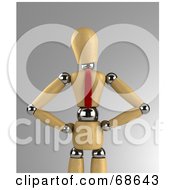 Royalty Free RF Clipart Illustration Of A 3d Wood Mannequin Corporate Business Man Wearing A Tie And Standing With His Hands On His Hips by stockillustrations #COLLC68643-0101