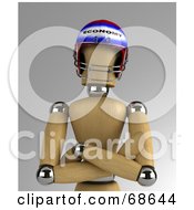 Royalty Free RF Clipart Illustration Of A 3d Wood Mannequin Wearing An Economy Helmet by stockillustrations