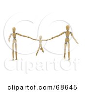 Poster, Art Print Of 3d Wood Mannequin Family Holding Hands And Swinging A Child