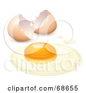 Poster, Art Print Of Cracked Open Egg With The Yolk And The White On A Surface