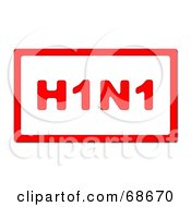 Poster, Art Print Of Red H1n1 With A Red Border On White - Version 2
